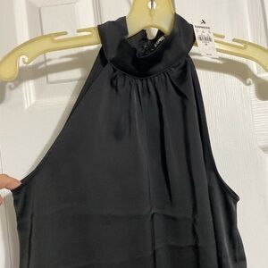 Express NWT black matte satin sleeveless top shirt blouse XS